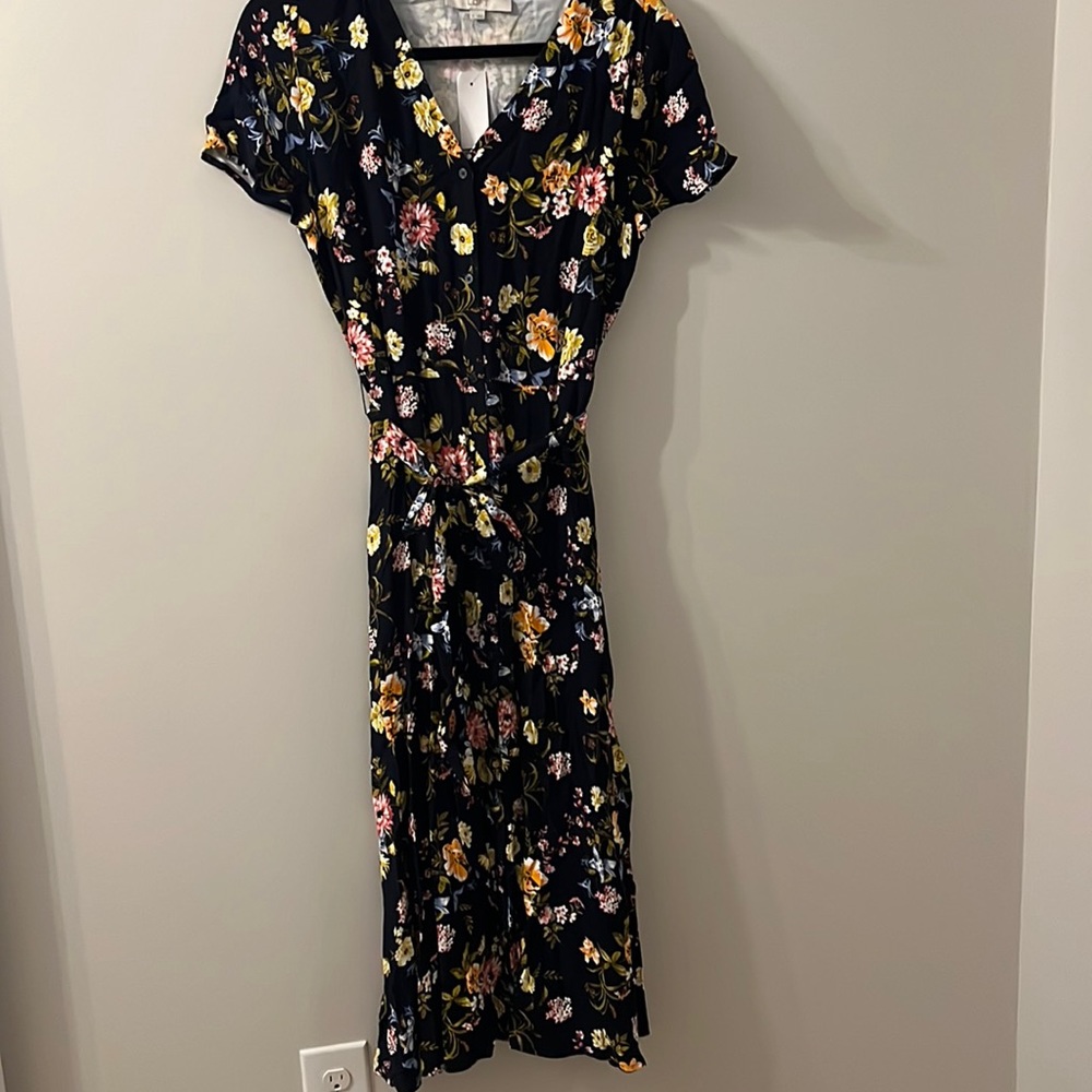 Midi button front floral dress
